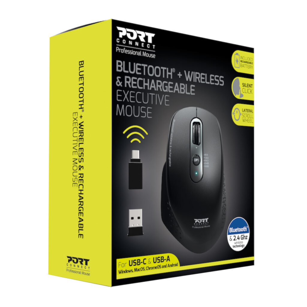 Port Connect Bluetooth Wireless & Rechargeable Executive Mouse – Black - Image 5