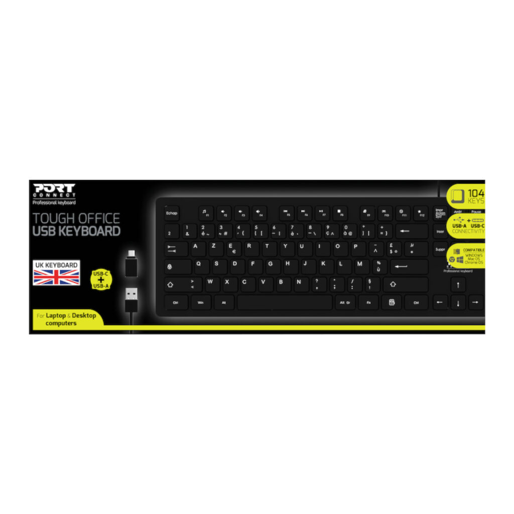 Port Connect Tough Office USB Keyboard – Black - Image 4
