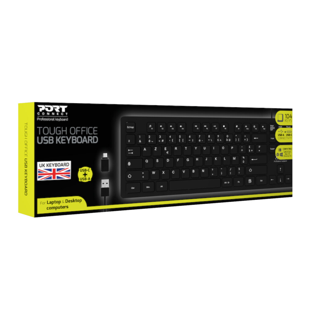 Port Connect Tough Office USB Keyboard – Black - Image 5