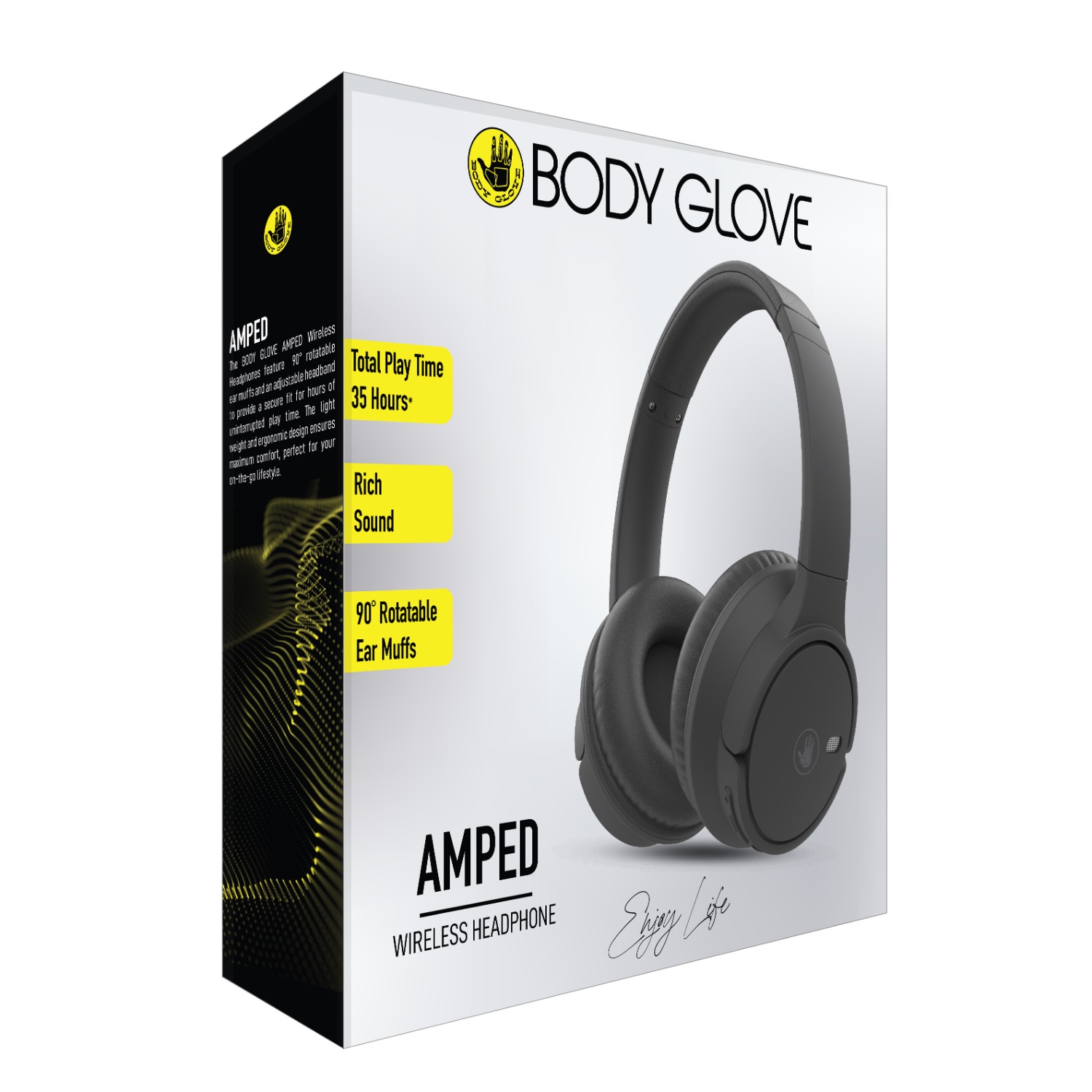 Body Glove AMPED Wireless Over-Ear Headphone – Black - Image 4