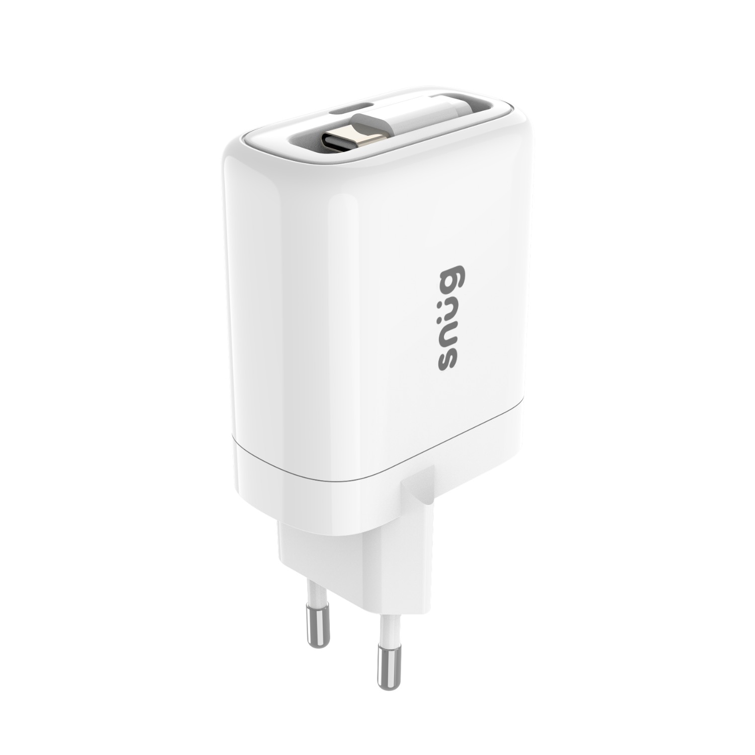 Snug 1 Port PD Charger With Retractable Cable – 25W – White