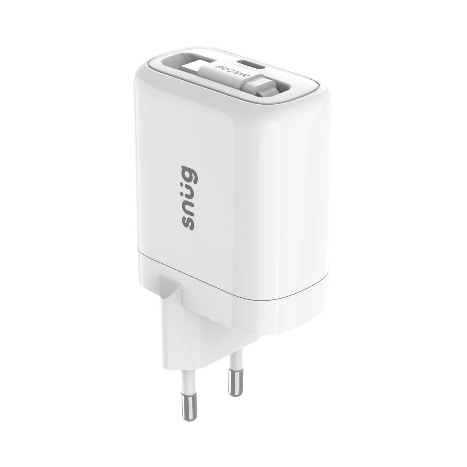 Snug 1 Port PD Charger With Retractable Cable – 25W – White - Image 2