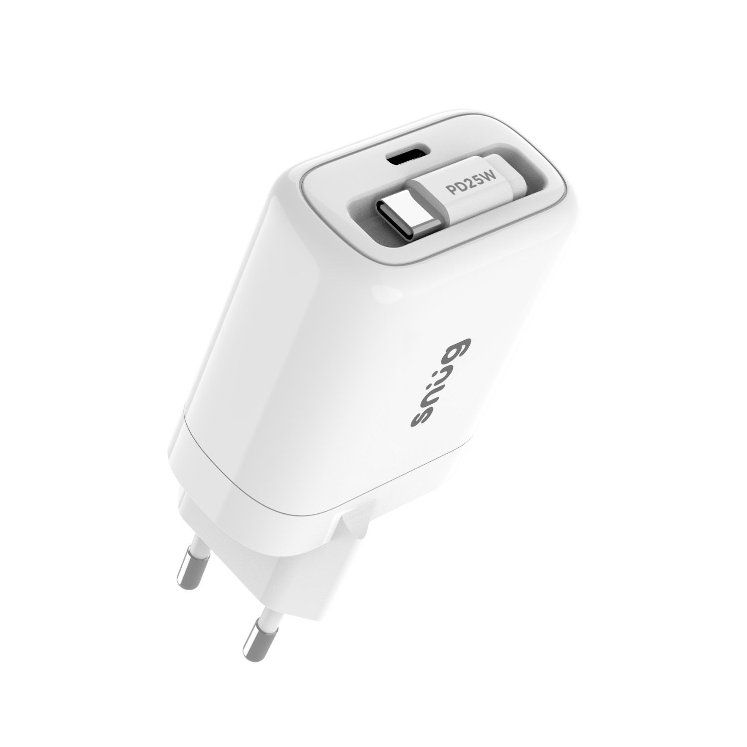 Snug 1 Port PD Charger With Retractable Cable – 25W – White - Image 4