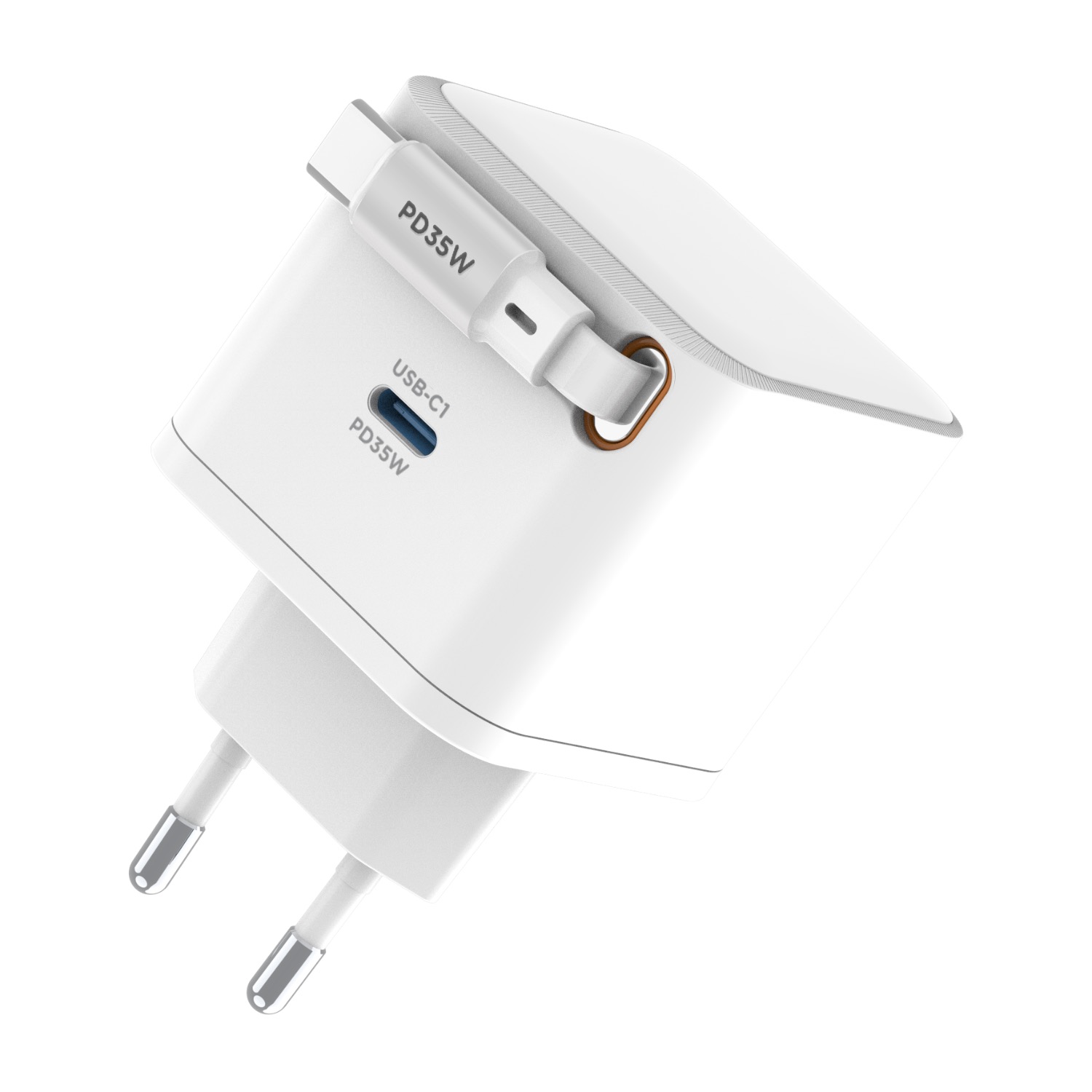 Snug 1 Port PD Charger With Retractable Cable – 35W – White - Image 2