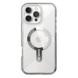 Speck Gemshell Grip MagSafe Case – Apple iPhone 16 Pro Max – Clear & Chrome