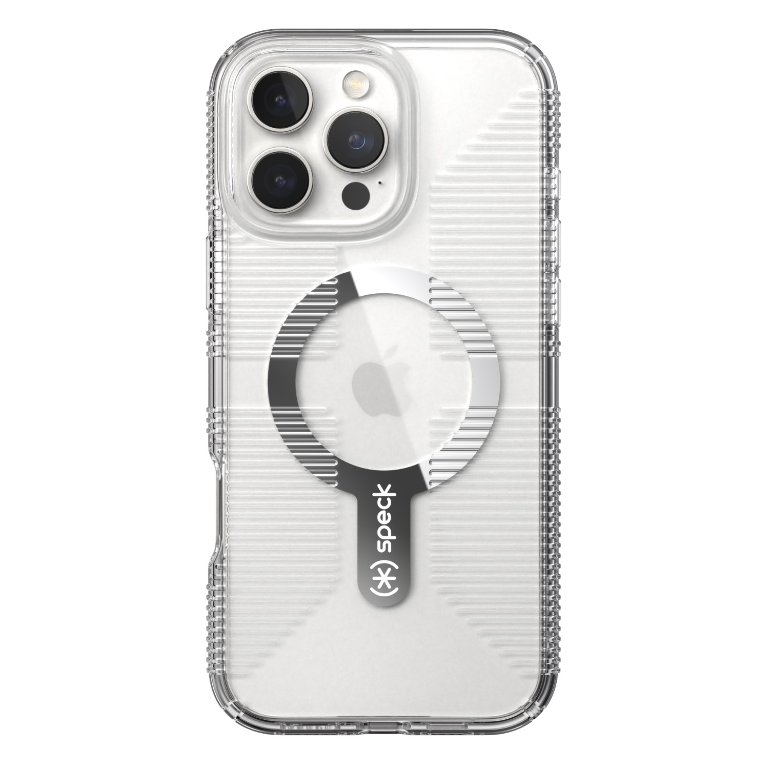 Speck Gemshell Grip MagSafe Case – Apple iPhone 16 Pro Max – Clear & Chrome