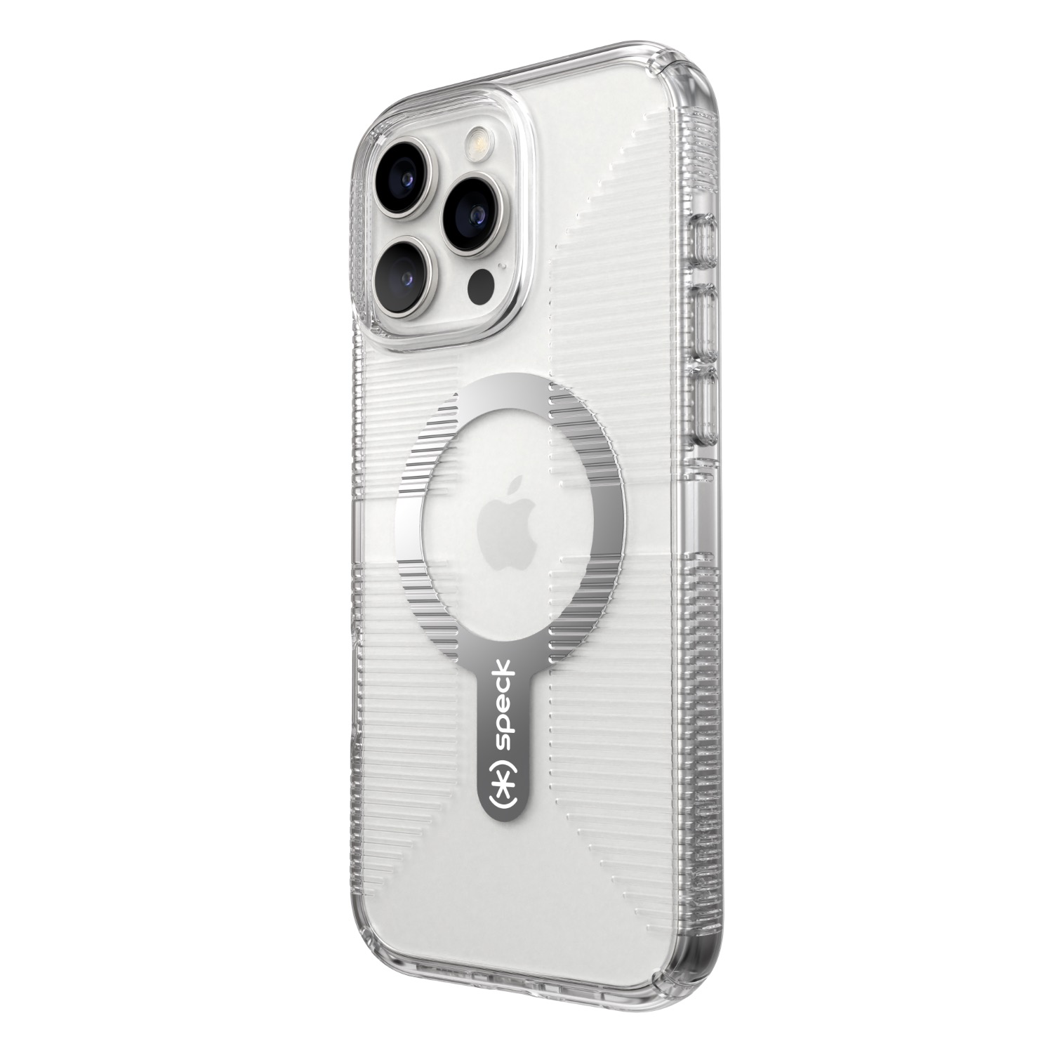 Speck Gemshell Grip MagSafe Case – Apple iPhone 16 Pro Max – Clear & Chrome - Image 5