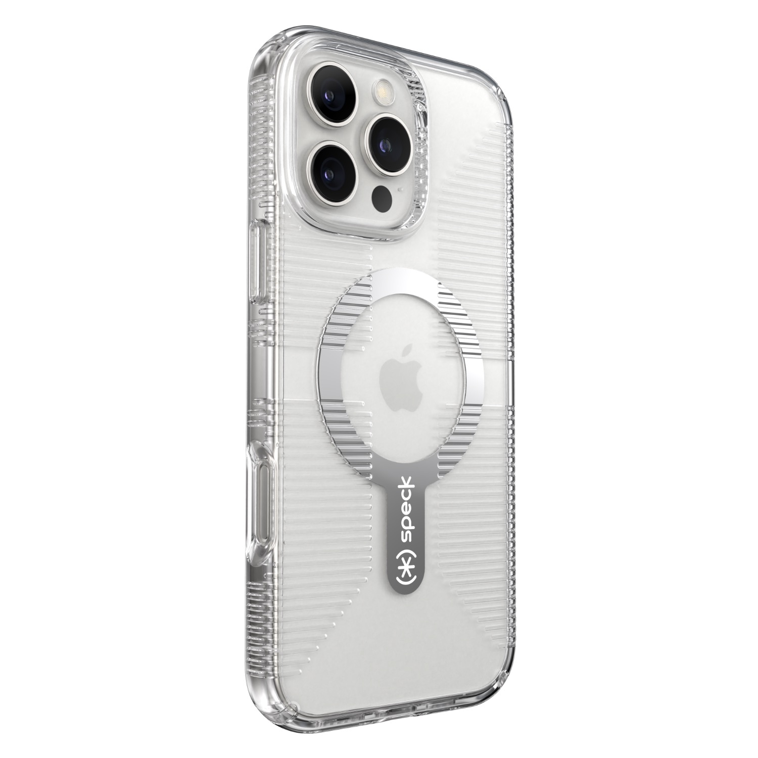 Speck Gemshell Grip MagSafe Case – Apple iPhone 16 Pro Max – Clear & Chrome - Image 6