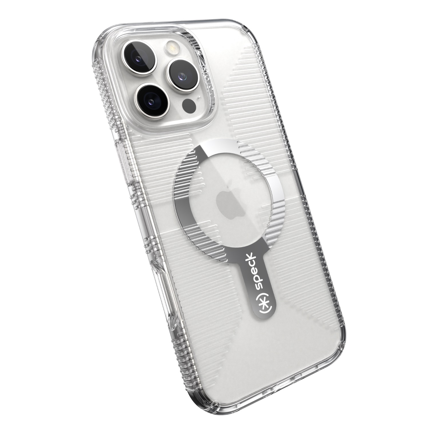 Speck Gemshell Grip MagSafe Case – Apple iPhone 16 Pro Max – Clear & Chrome - Image 2