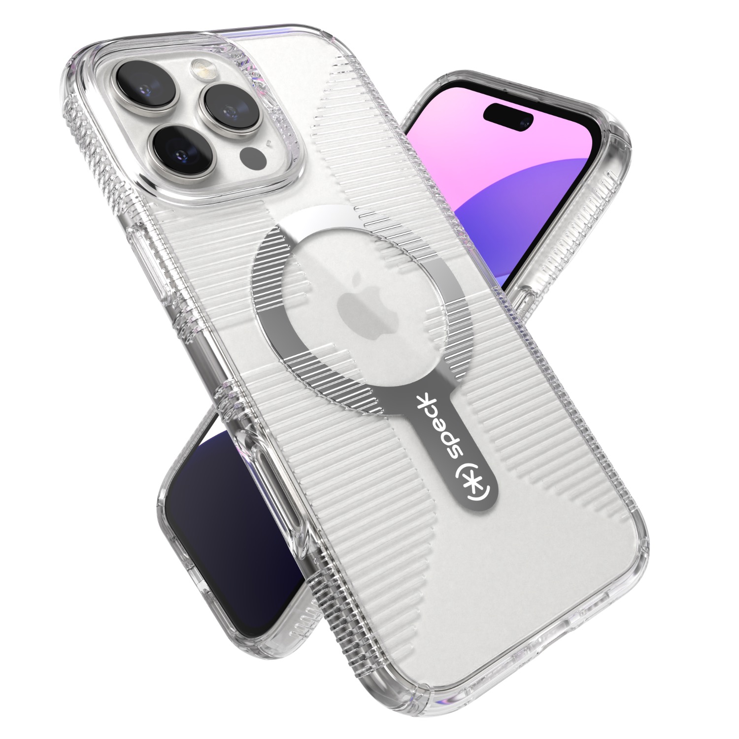 Speck Gemshell Grip MagSafe Case – Apple iPhone 16 Pro Max – Clear & Chrome - Image 7