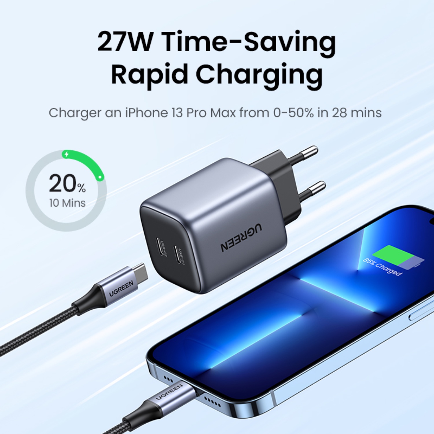 UGREEN 2 Port GaN PD Home Charger – 45W - Image 2