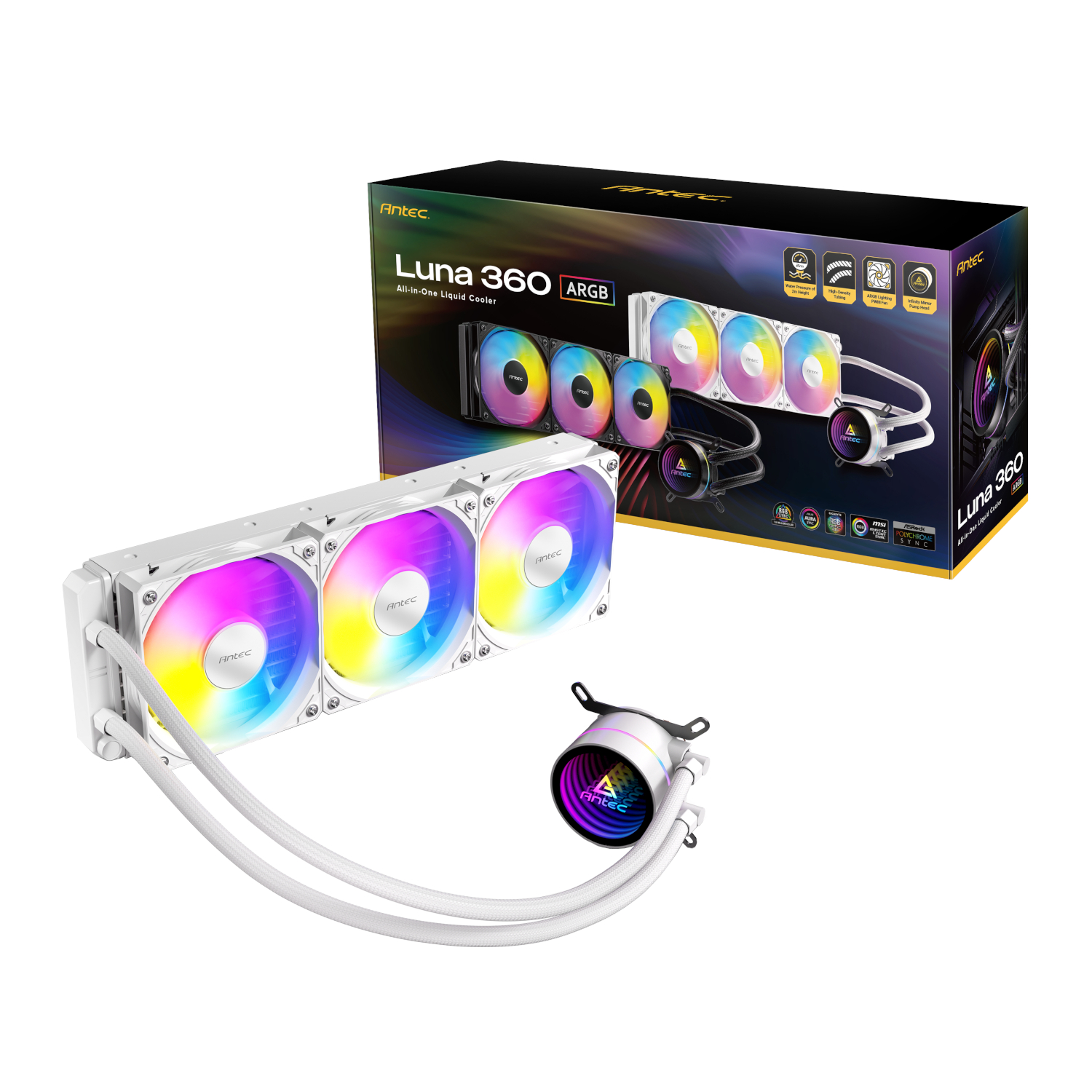 Antec Luna 360 ARGB CPU Liquid Cooler - White - Image 7